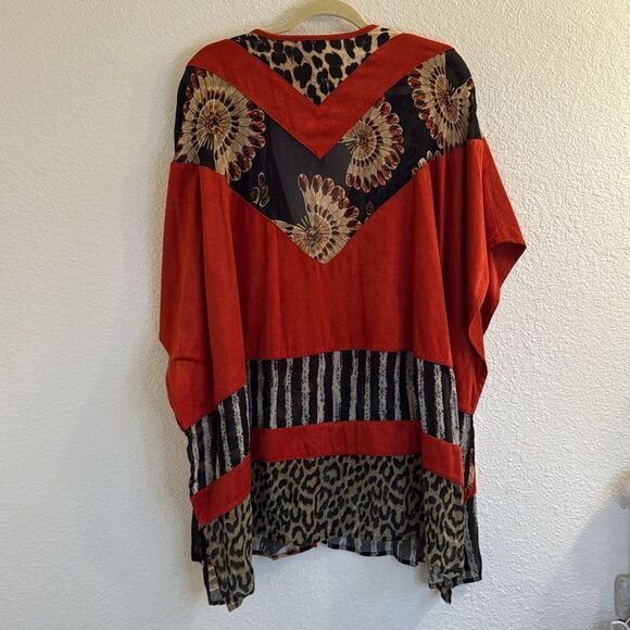 John Mark faux suede mixed media button front kimono - Picture 6 of 10